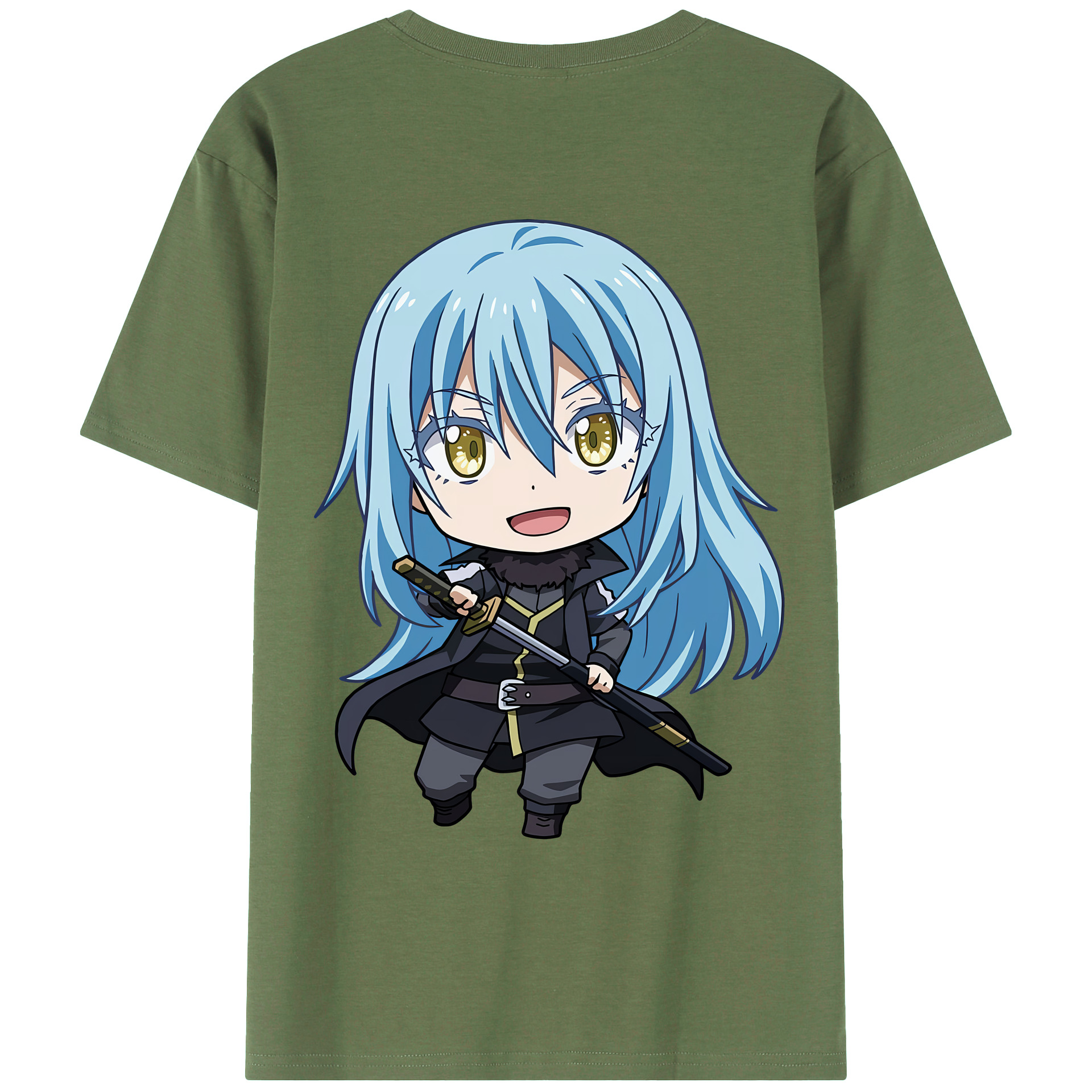 （画像用） 転スラ Regarding Reincarnated to Slime 綿100％ メンズ半袖Tシャツ（バックプリント） 通気性